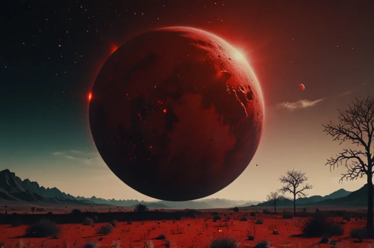 Leonardo_Lightning_XL_a_red_digital_space_with_black_stars_and_0